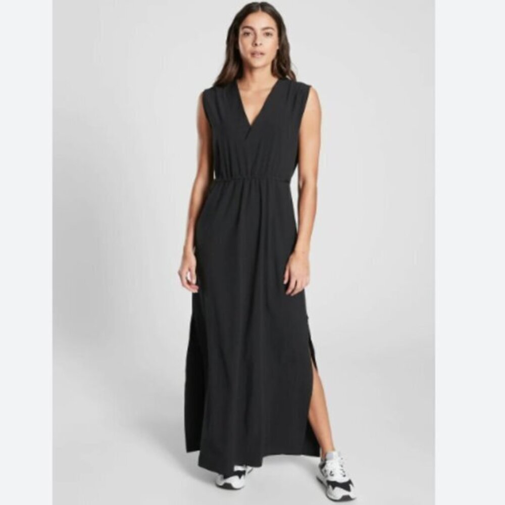Athleta 'Marlow' Casual Sleeveless V-Neck Maxi Dress in Black Size XXS